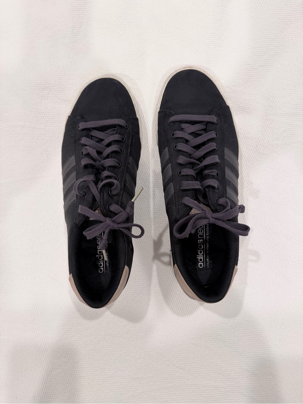adidas Men’s Black Canvas Low-Top Sneakers with Subtle Gray Stripes